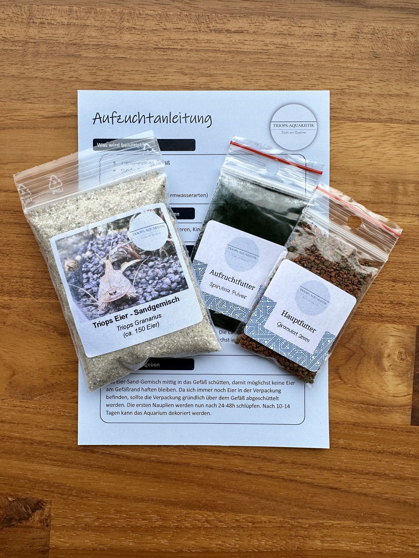 Breeding approach Triops Granarius including food and instructions